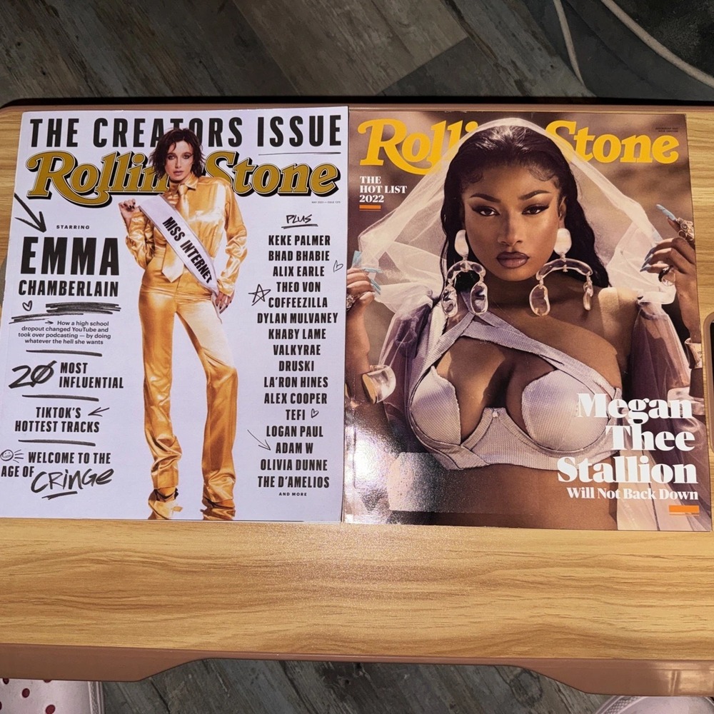 2 Rolling Stone Magazines Megan Thee Stallion (July-Aug 2022) & May 2023 Emma C